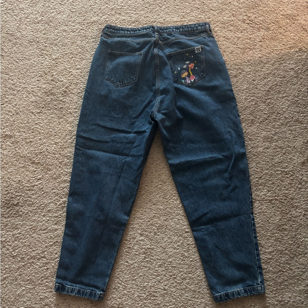 Lucy & Yak Light Blue Denim Jeans mushroom pocket design